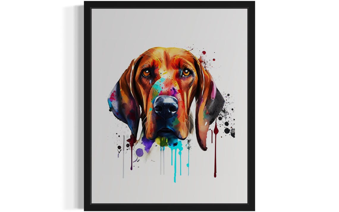 Redbone Coonhound Colorful Watercolor Dog Head Poster Home Decor Gift