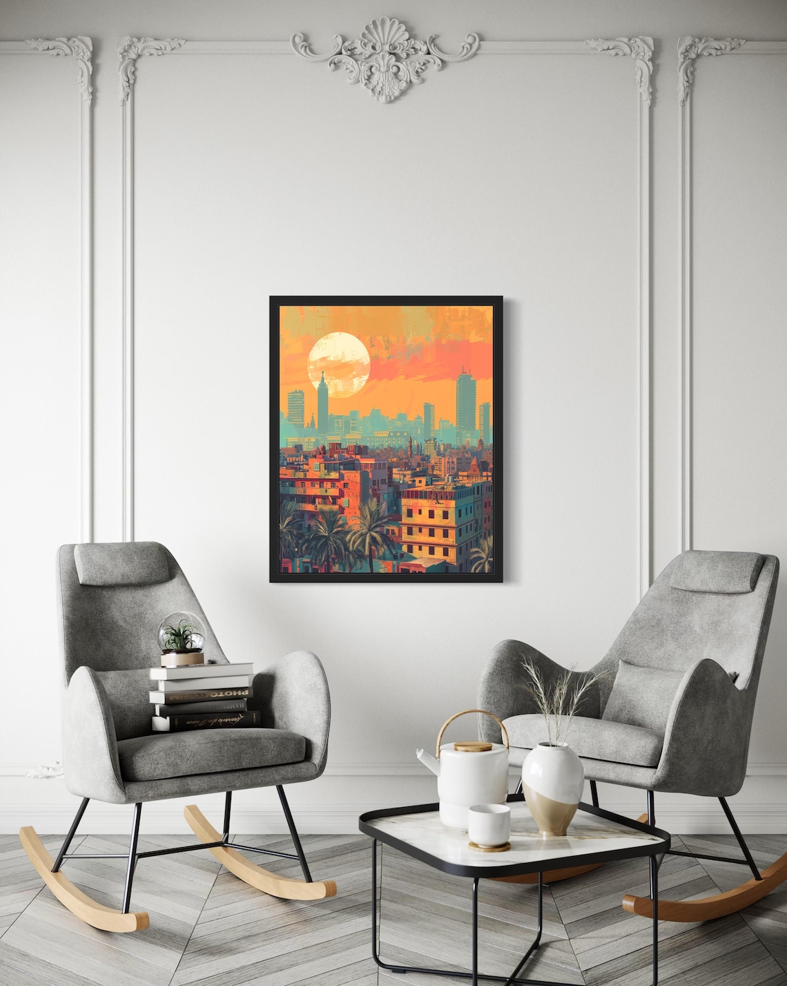Cairo Egypt City Skyline at Sunset Vintage Travel Art Poster - Image 3