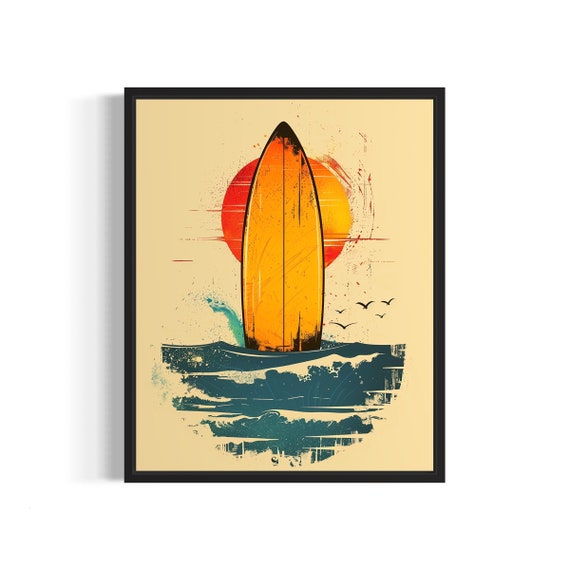 Surfboard Pop Art Poster Art Print Retro Vintage Collection Decor