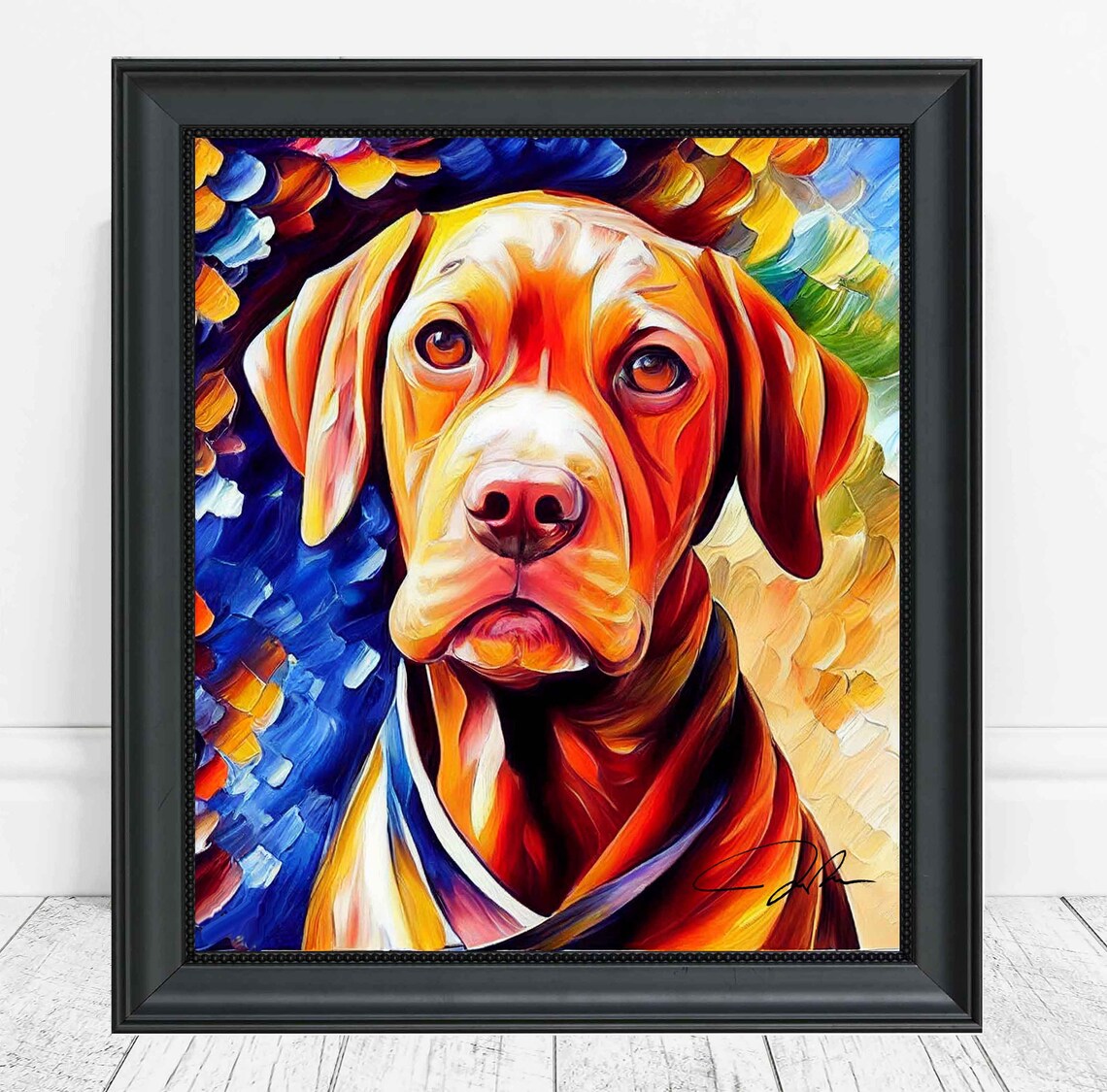 Vizsla Hunting Dog Portrait Bold Colorful Modern Pet Art Poster