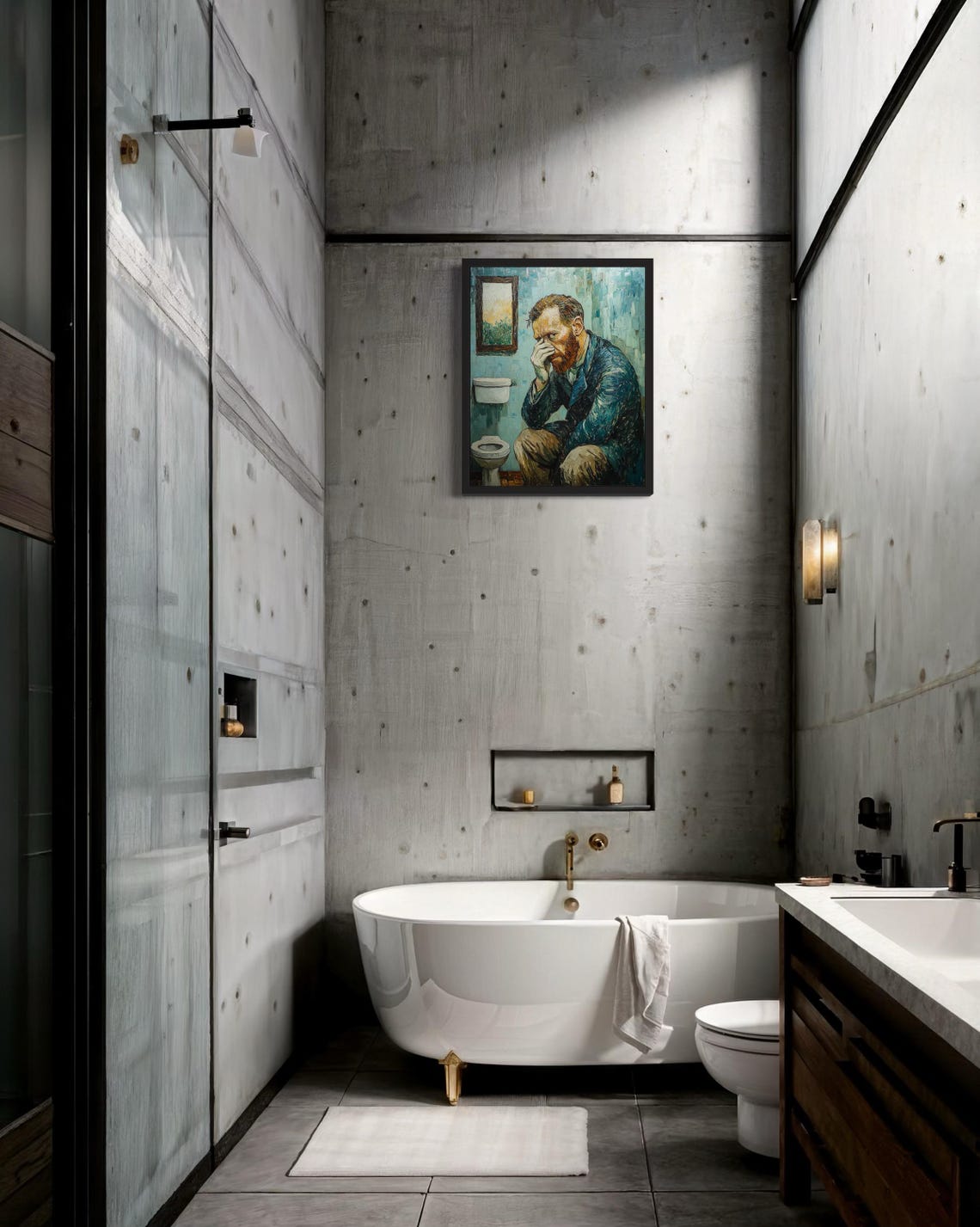 Van Gogh Hold Nose Art Print Bathroom Wall Art Poster Original Paint Artwork Artwork Decor - Image 3