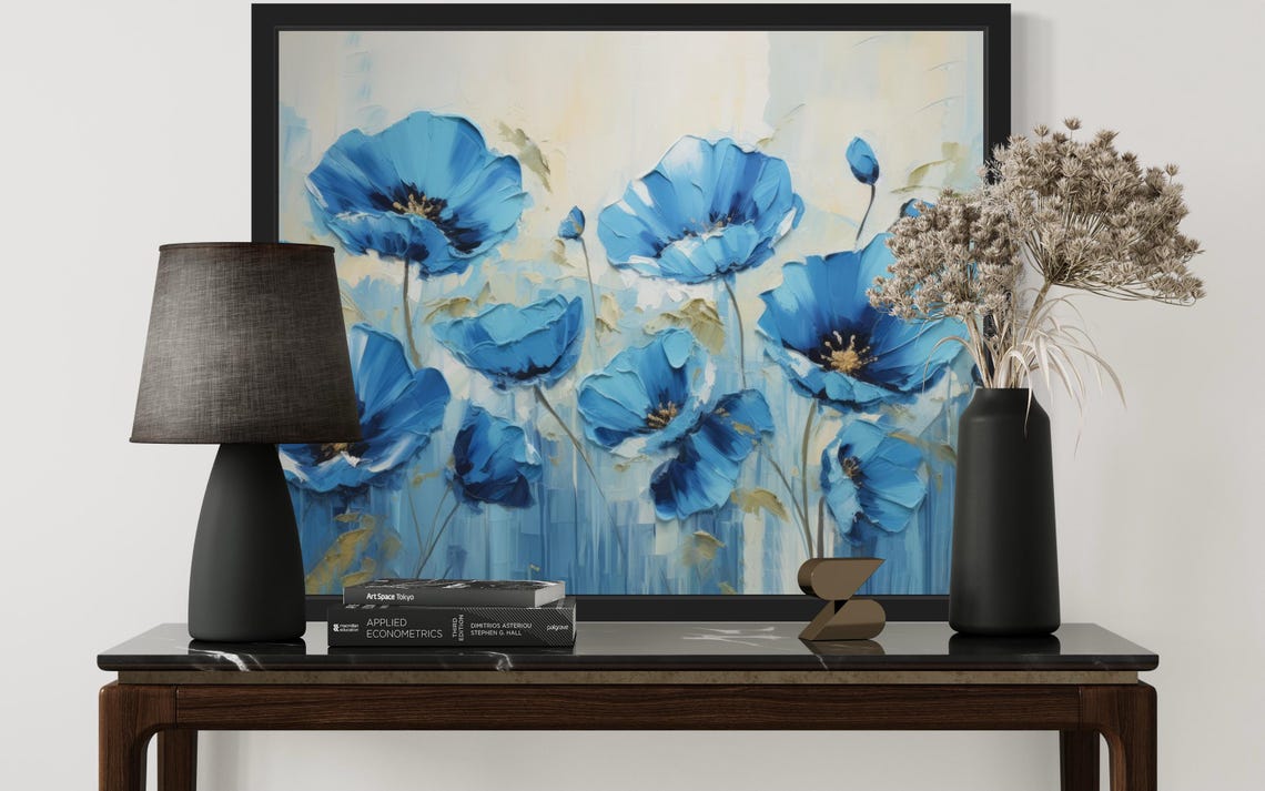 Blue Poppies Abstract Art Print - Image 3