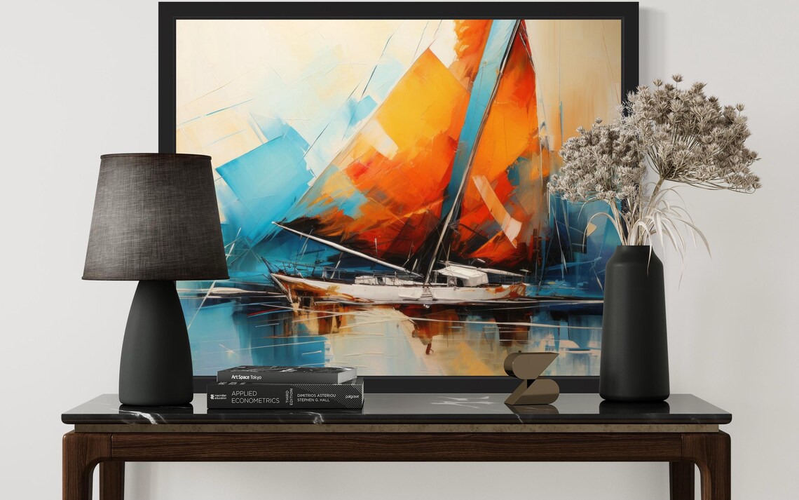 Abstract Sailboat, Original Paint Artwork - Image 3