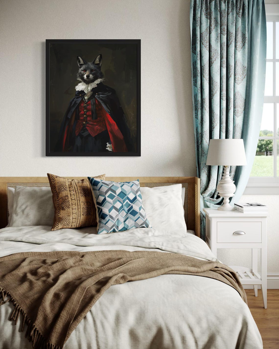 Black Fox Vampire Gothic Portrait Ruff Collar Dark Whimsy Poster - Image 4