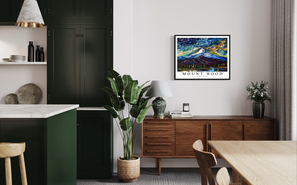 Mount Hood Starry Night Art Print Van Gogh Style Poster Wall Art Original Painting Decor - Image 4