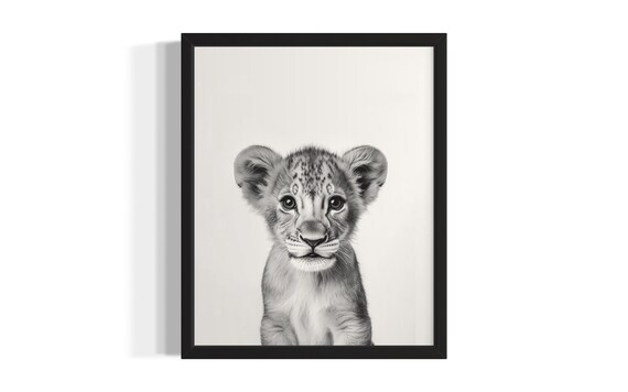 Lion Animal Black And White Poster Art Print Living Room Wall Original Paint Artwork Decor
