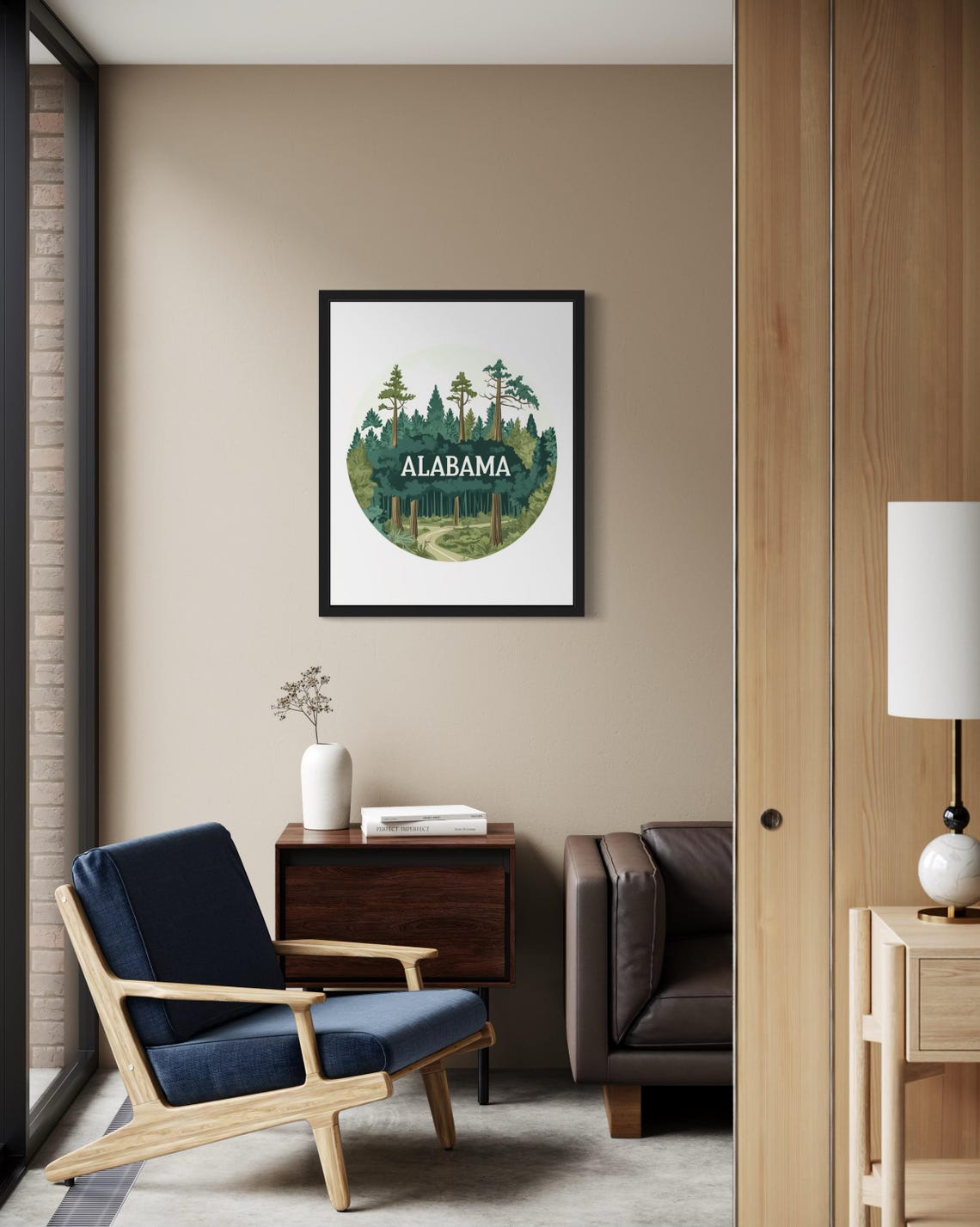 Alabama Towering Pine Forest Winding Path Scenic Circle Poster - Image 2
