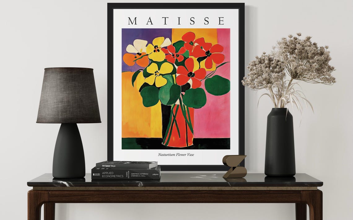 Nasturtium Flower Vase Multicolor Panels Matisse Style Poster - Image 3