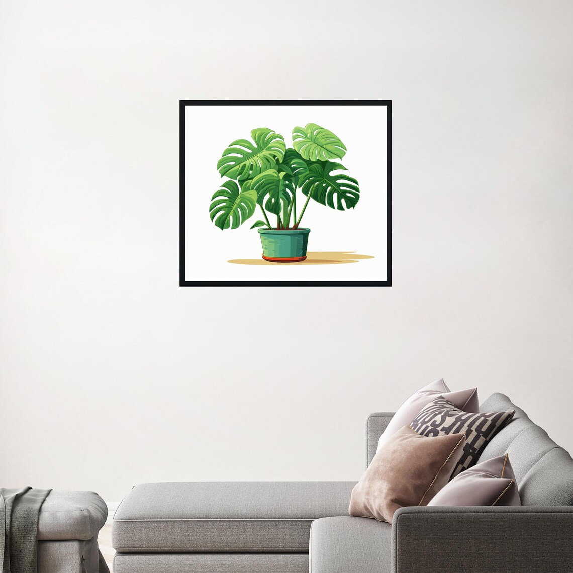 Monstera Deliciosa Plant Illustration Teal Pot Botanical Art Poster - Image 3