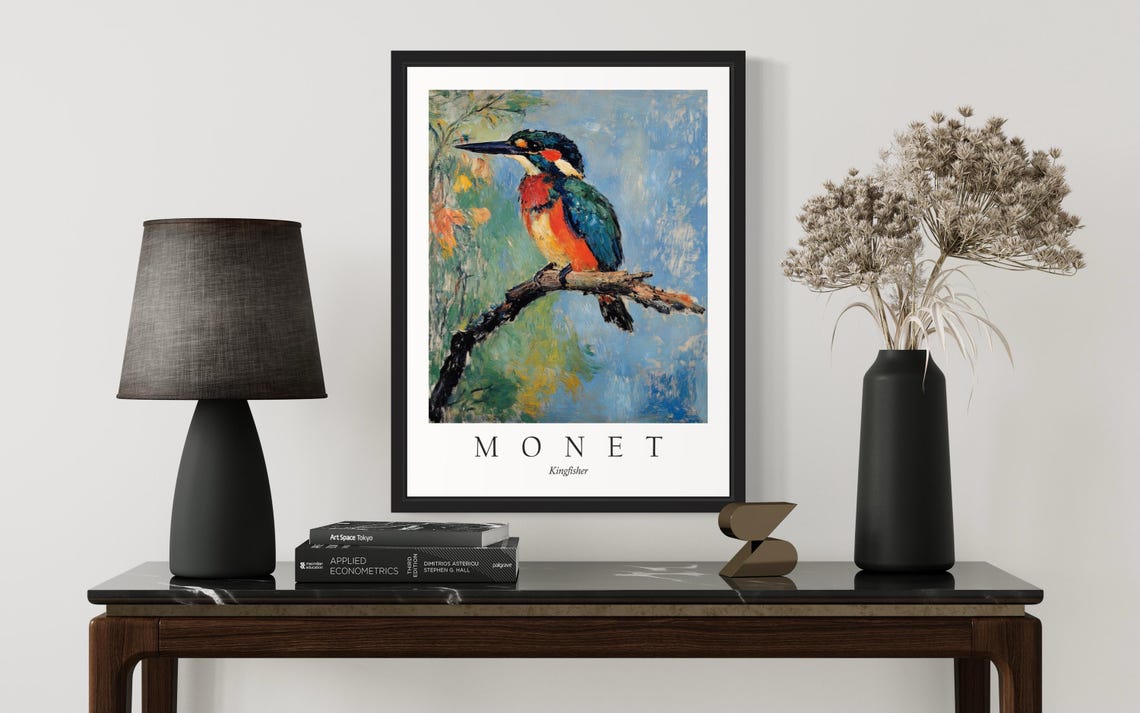 Kingfisher Bird, Monet Art Print - Image 3