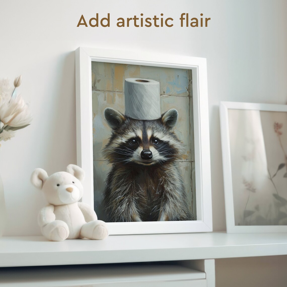 Raccoon Bathroom Poster, Funny Animal Portrait - Image 2