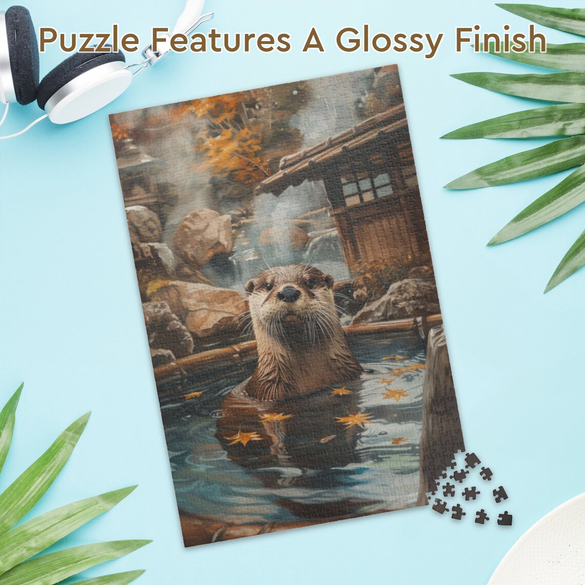 Japanese Hot Spring Otter Art Print, Funny Sea Otter - Image 3