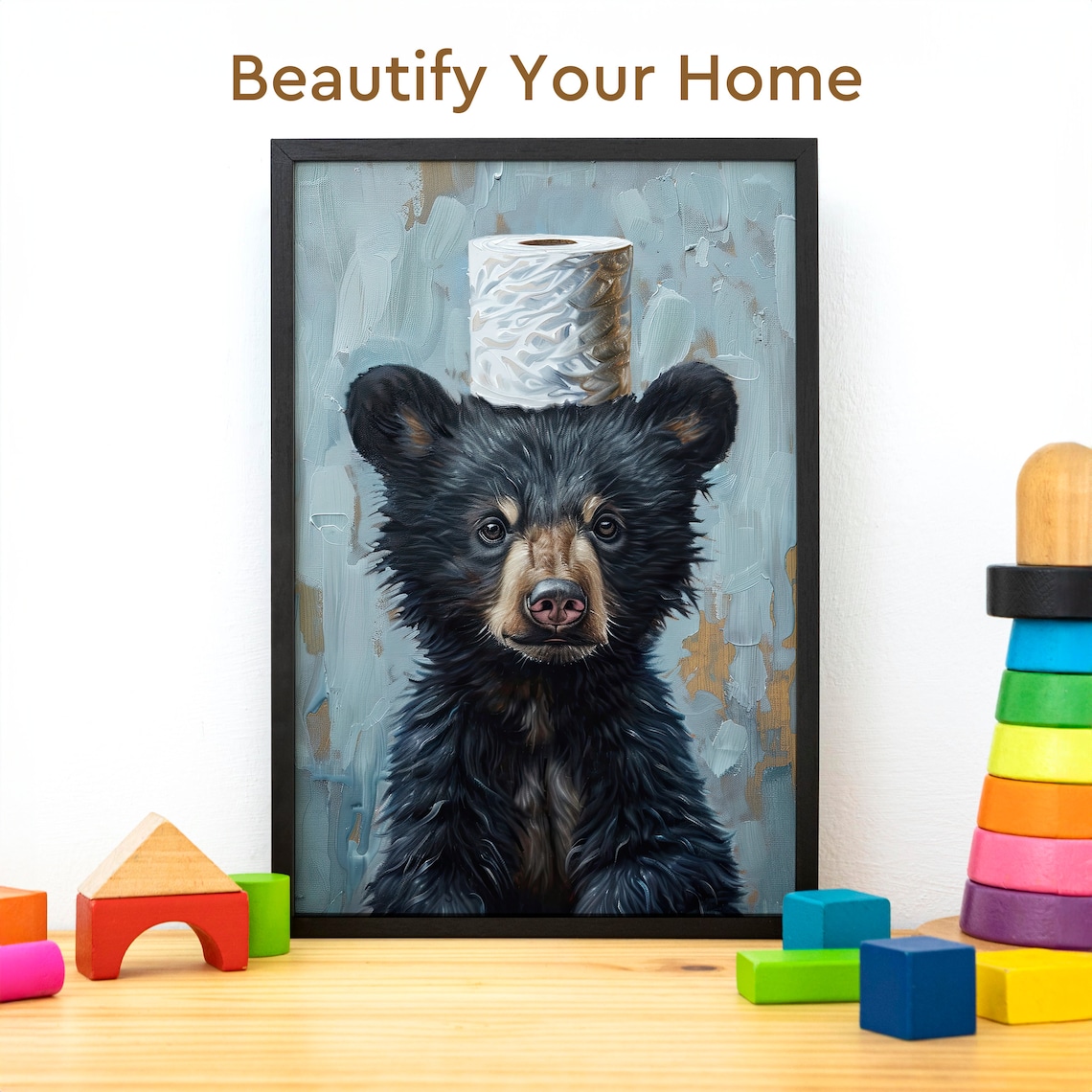 Black Bear Toilet Paper Poster, Bathroom Wall Art - Image 3