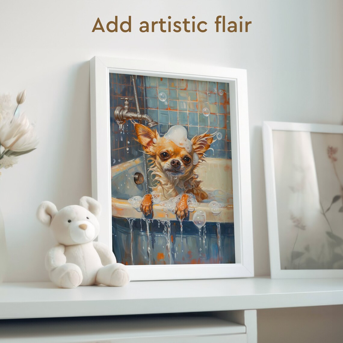 Bathtub Chihuahua Bubble Bath Bathroom Art Print - Image 2