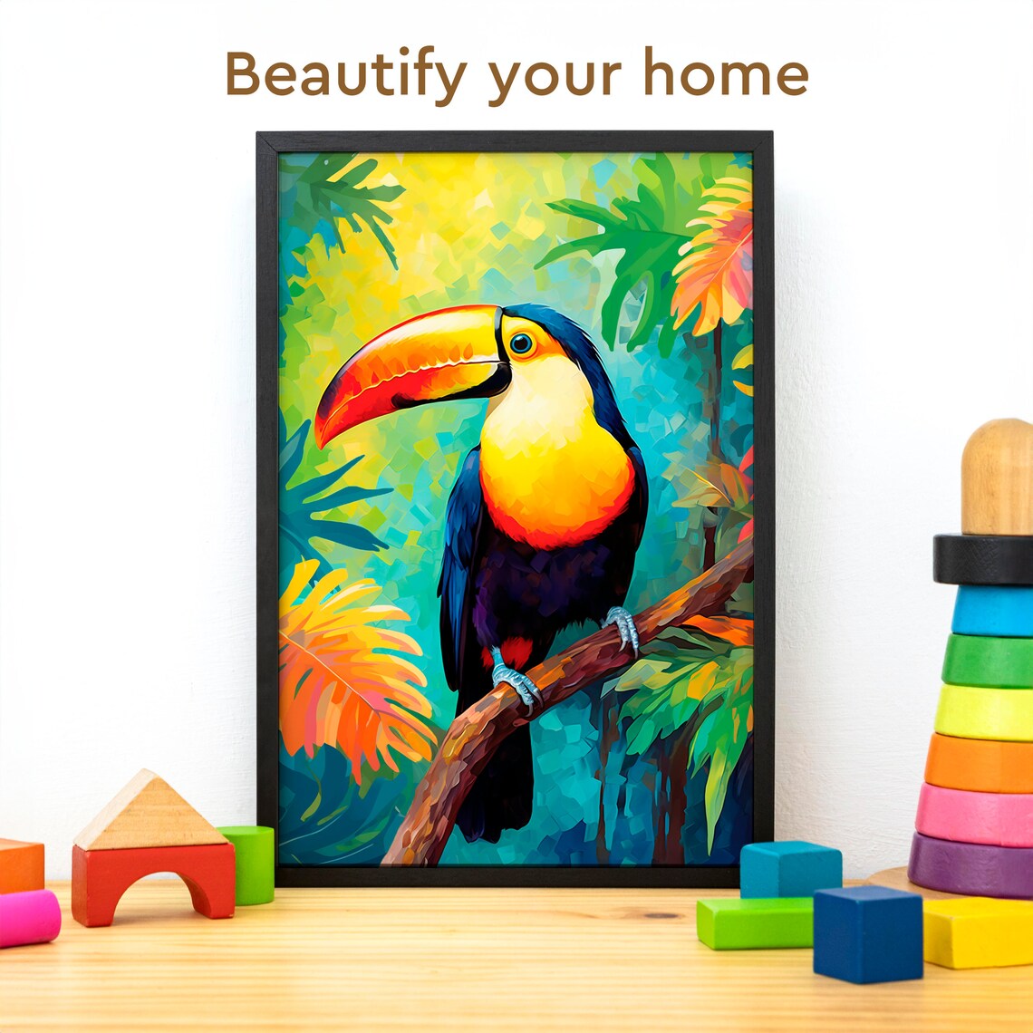 Toucan Vintage Bird Poster, Tropical Jungle Decor - Image 3