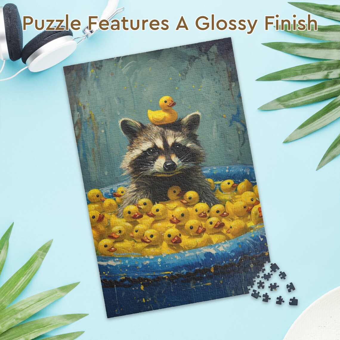Raccoon Soaking in a Bathtub Full of Yellow Rubber Ducks Poster - Image 3