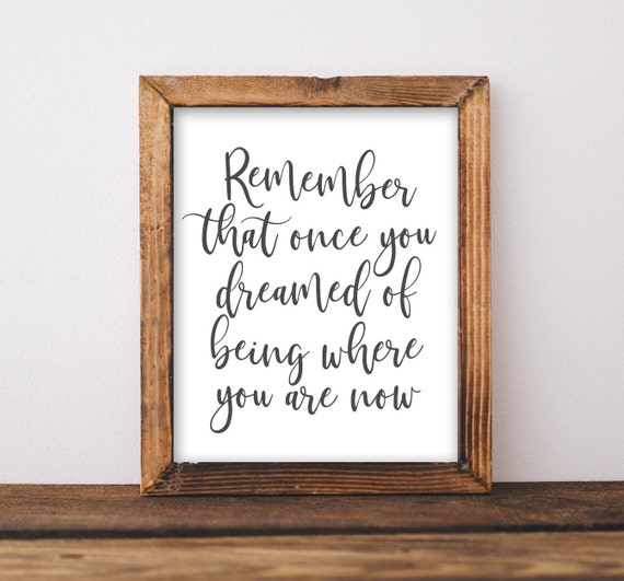 Wall Art Remember That Once You Dreamed Of Being Where Are Now Inspirational Quote Positive Thinking Thoughts Home Decor