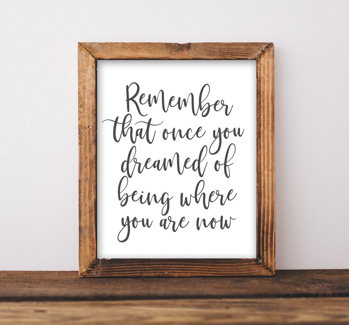 Wall Art Remember That Once You Dreamed Of Being Where Are Now Inspirational Quote Positive Thinking Thoughts Home Decor