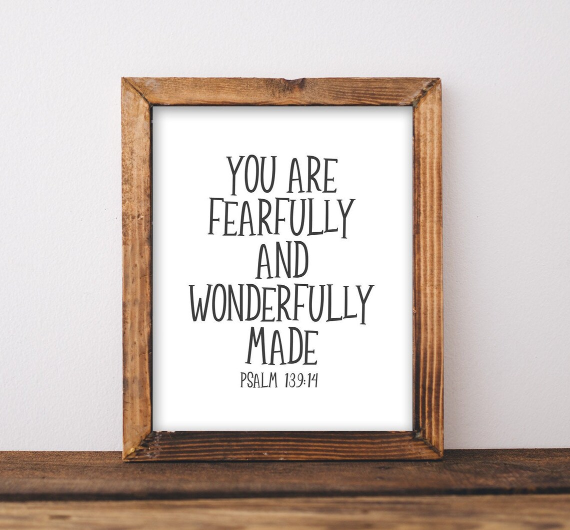Psalm 139:14 Scripture Art Print, Nursery Decor