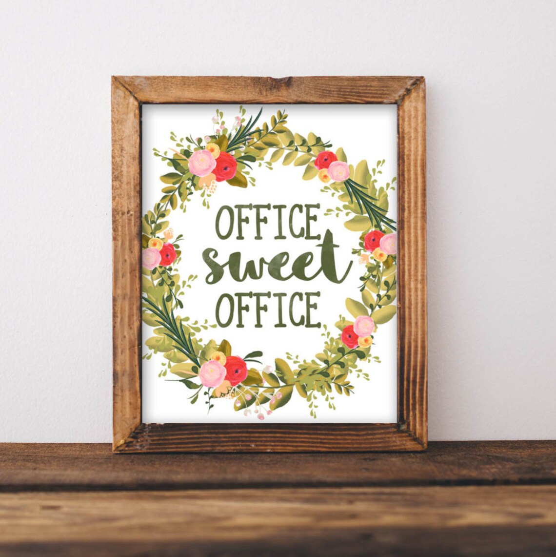 Sweet Work Typography Quote Art Print, Pink Floral
