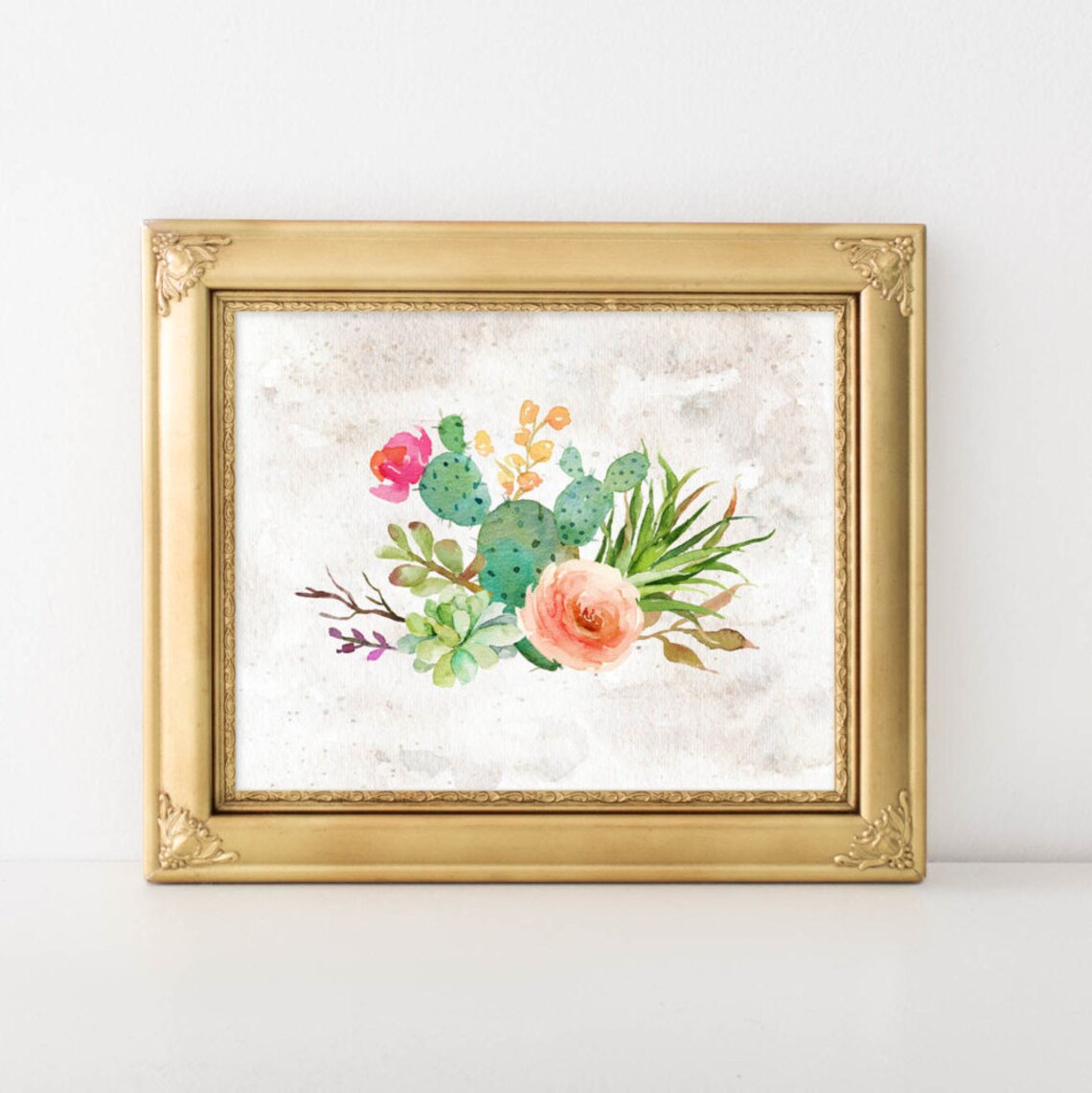 Succulents Cactus Illustration Art Print, Botanical Decor