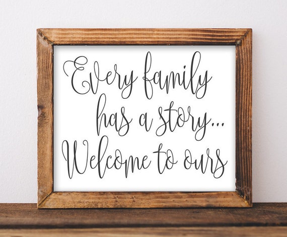 Every Story Family Quote Print, Black and White