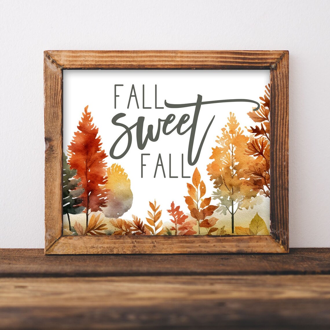 Fall Sweet Autumn Leaves Trees Watercolor Art Print