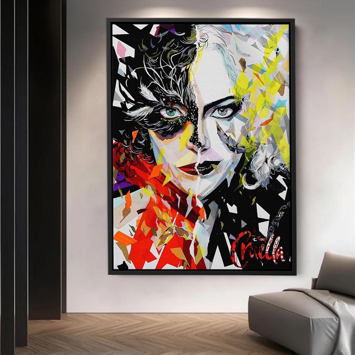Cruella De Vil Colorful Pop Art Villain Portrait Abstract Print