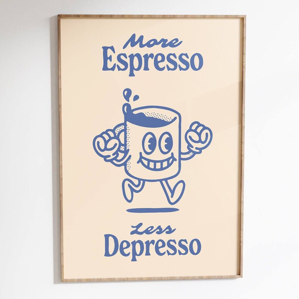 More Espresso Less Depresso Retro Coffee Quote Art Print