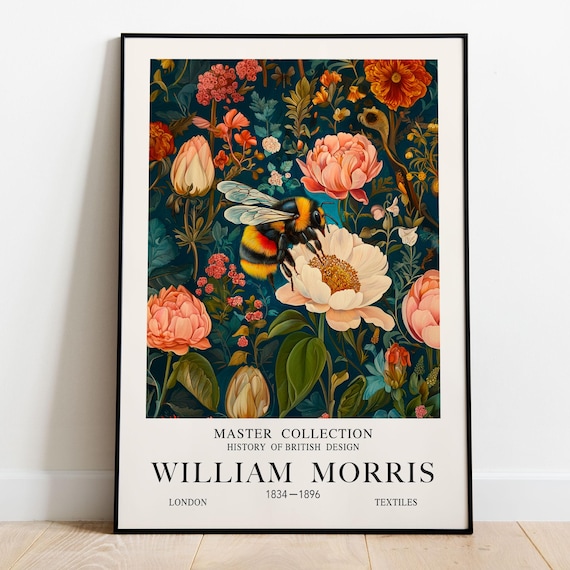 William Morris Bee Flowers Vintage Botanical Art Print