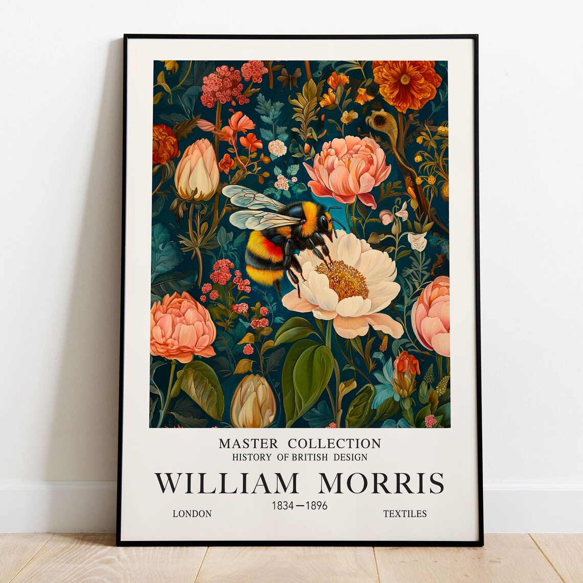 William Morris Bee Flowers Vintage Botanical Art Print