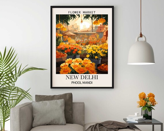 New Delhi Flower Market Print Abstract Floral Botanical Art