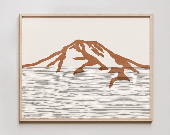 Boho Terracotta Single Mountain Peak Calm Minimalist Art Poster
