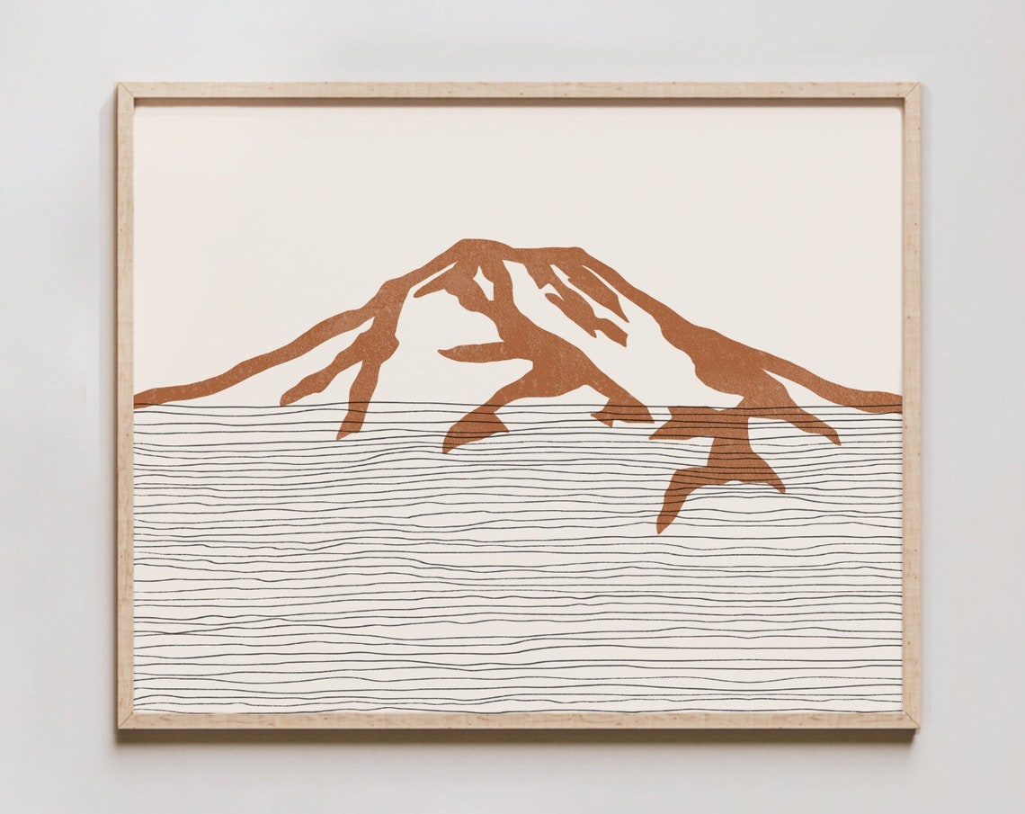 Boho Terracotta Single Mountain Peak Calm Minimalist Art Poster