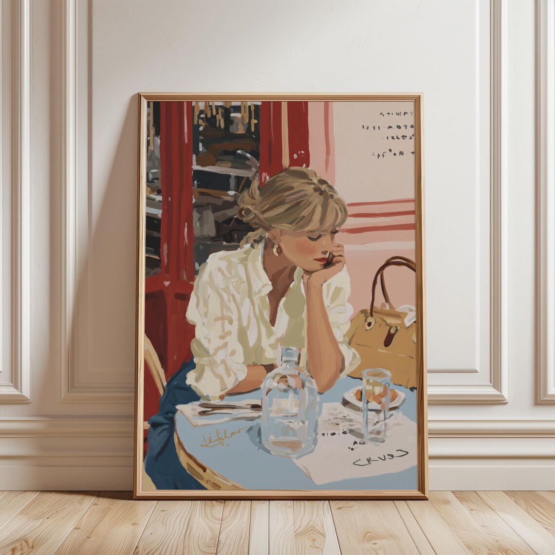 Vintage Parisian Woman Portrait, Romantic Retro Art Print