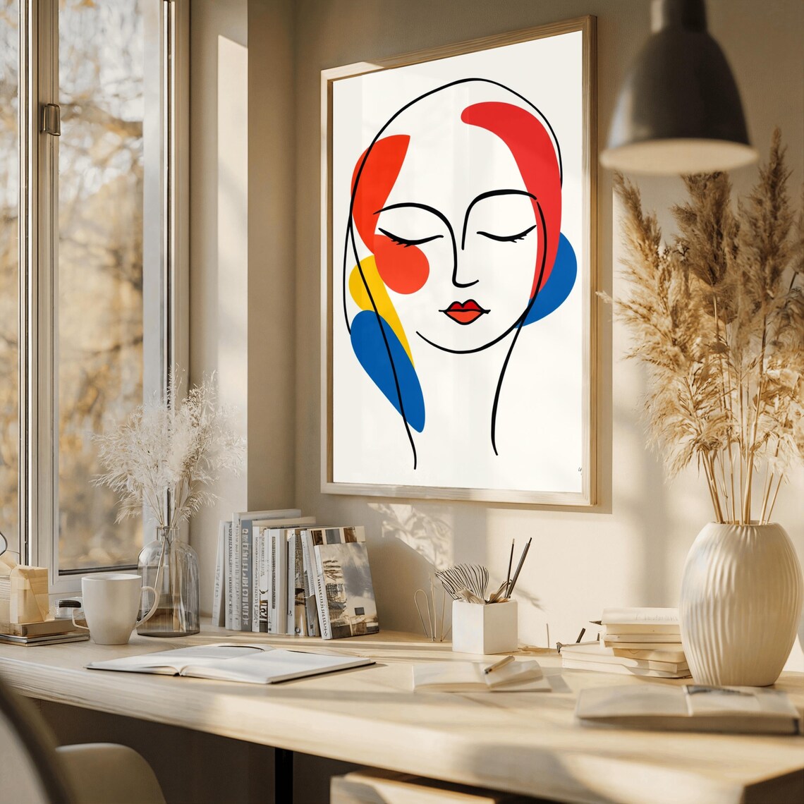 Abstract Face Line Art, Feminine Modern Portrait - Image 2