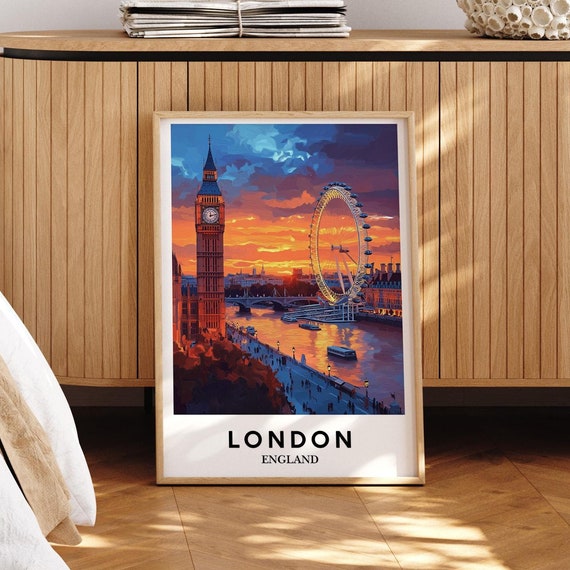 London Skyline Sunset Poster Big Ben Eye Art