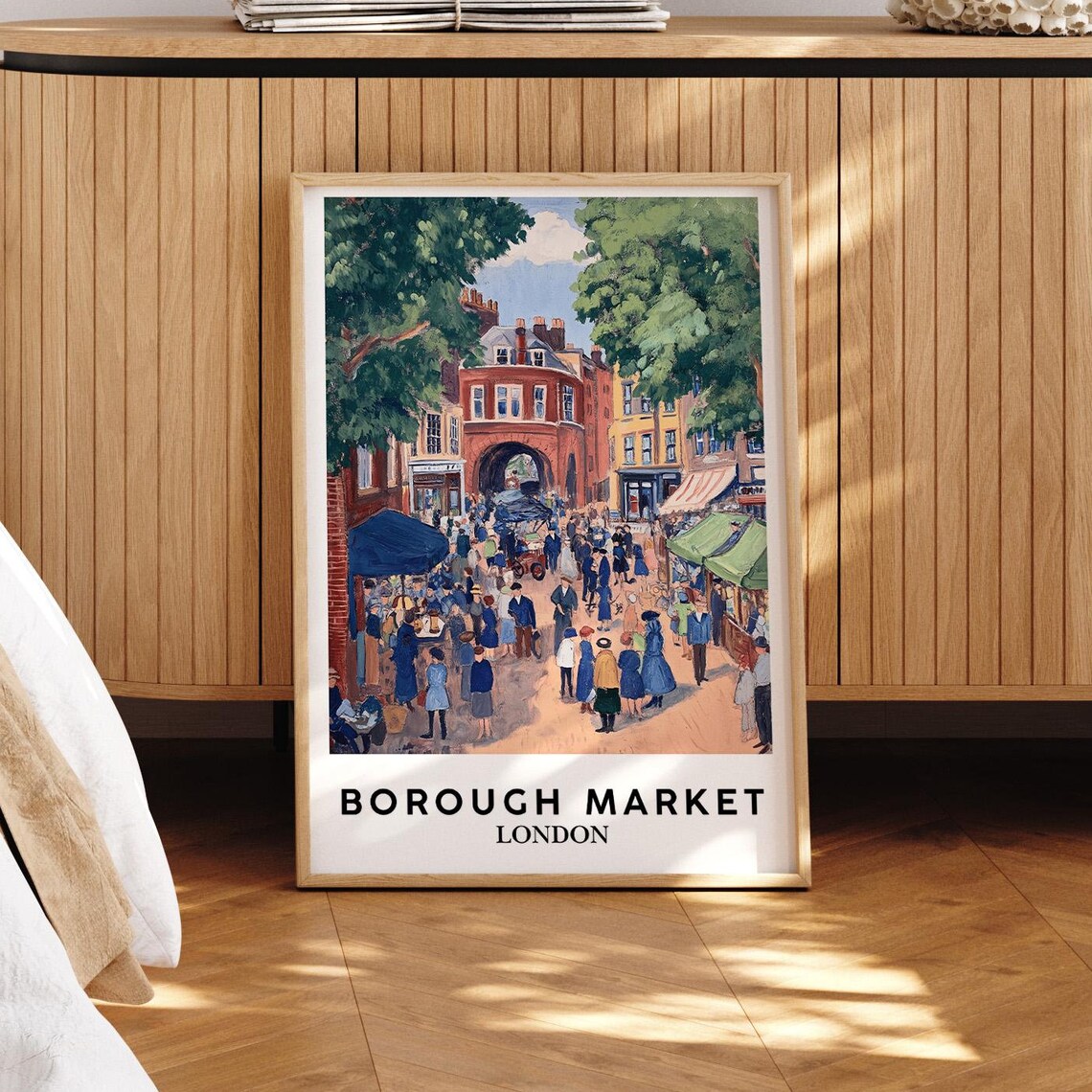 Borough Market London Crowded Market Street Painterly Poster