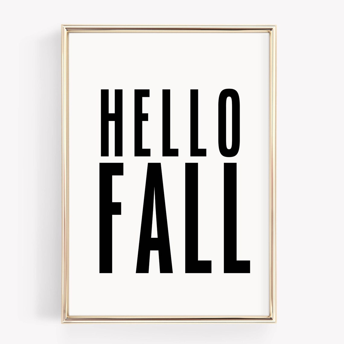 Hello Fall Bold Black Typography Minimalist Autumn Wall Poster