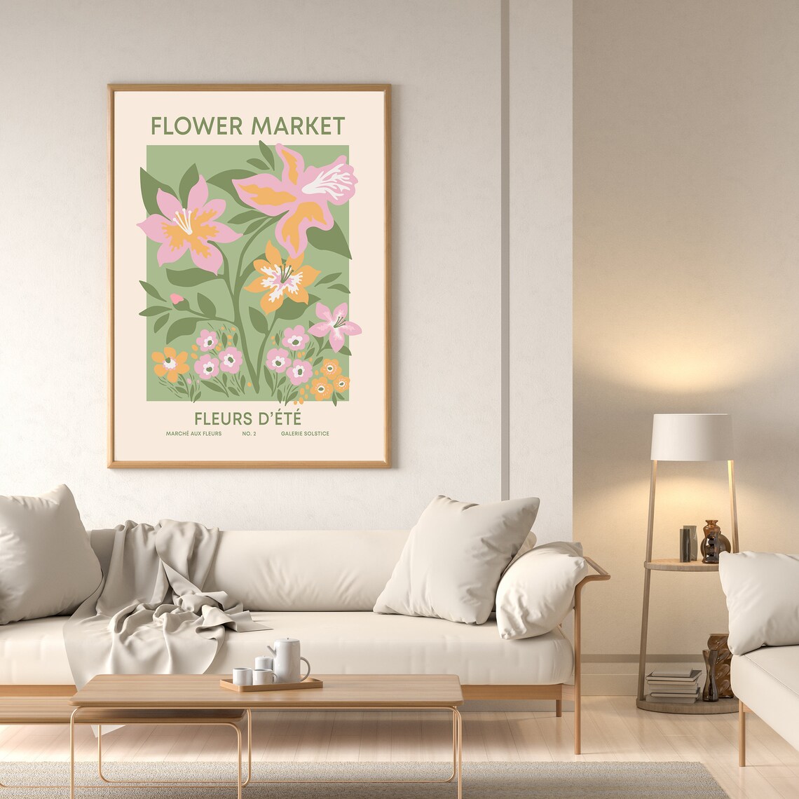 Summer Flower Market Art Print, Pastel Botanical Decor - Image 2