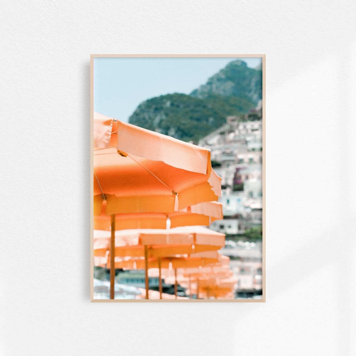 Positano Beach Travel Poster, Italy Beach Scene