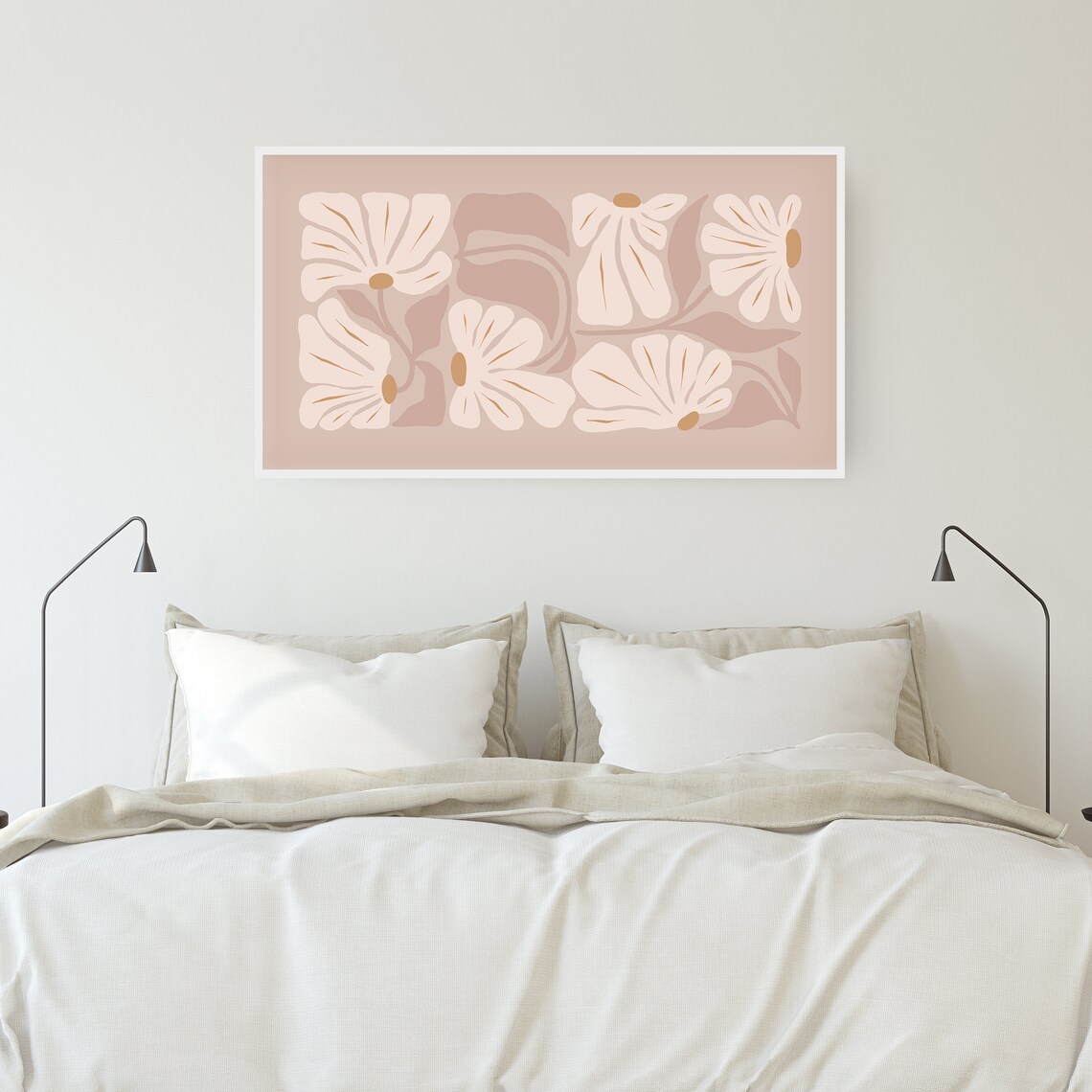 Neutral Beige Flower Art Print, Retro Botanical - Image 3