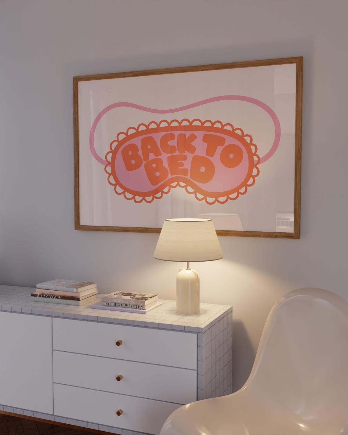 Back To Bed Blue Sleep Mask Art Above Bed Wide Horizontal Poster - Image 4