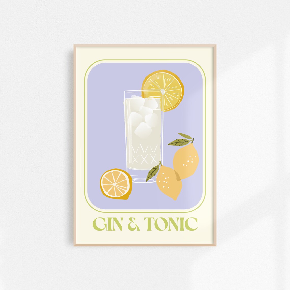 Gin Tonic Retro Cocktail Bar Cart Art Print