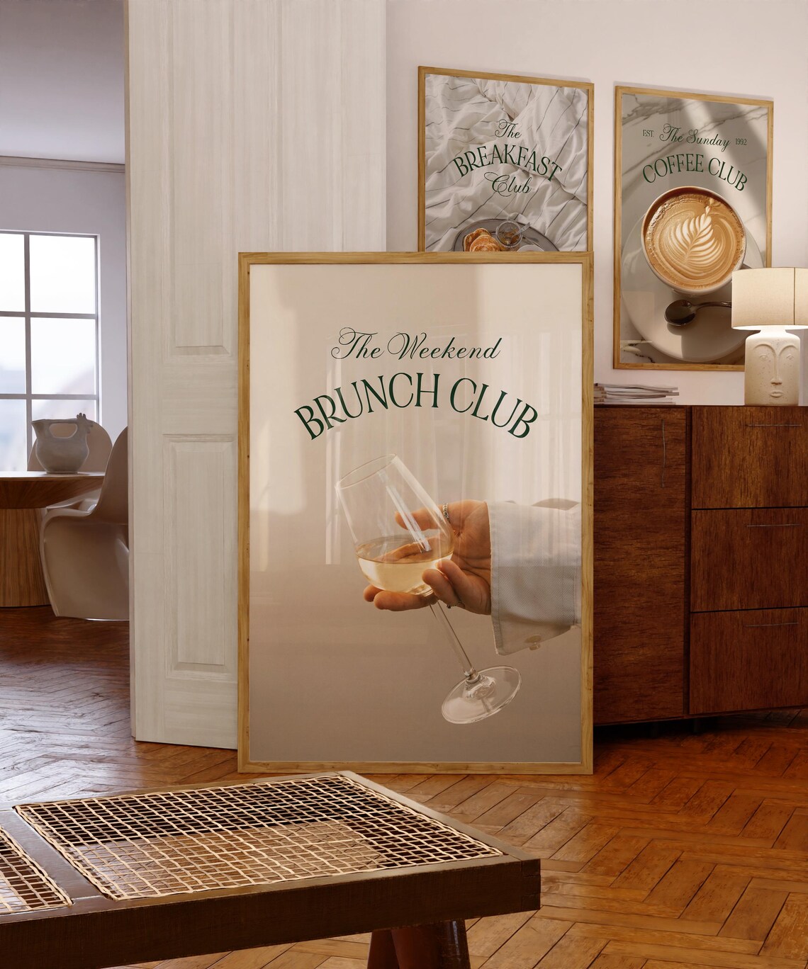 The Weekend Brunch Club Wine Glass Photography Kitchen Poster