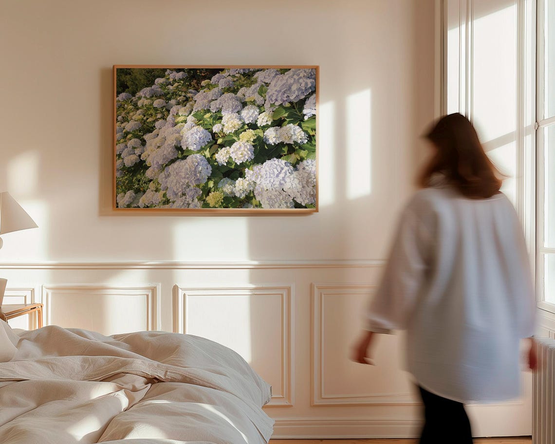 Lilac Hydrangea Bush Blooms Horizontal Floral Photo Garden Poster - Image 3