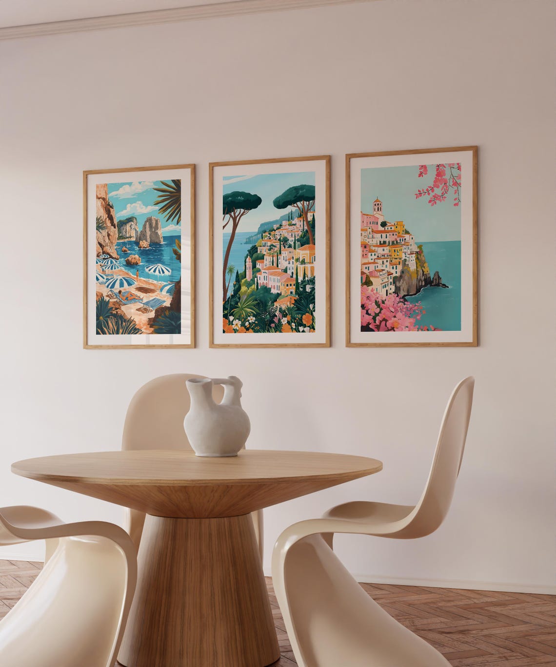 Atrani Amalfi Coast Pastel Cliffside Town Blossoms Travel Poster - Image 2