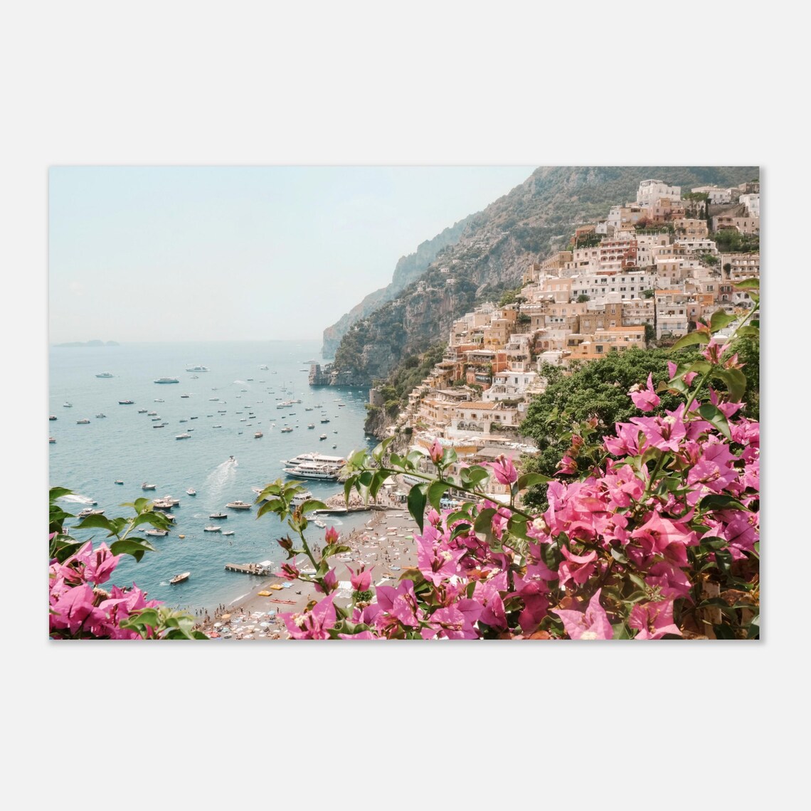 Positano Amalfi Coast Pink Bougainvillea Coastal Photo Poster - Image 3