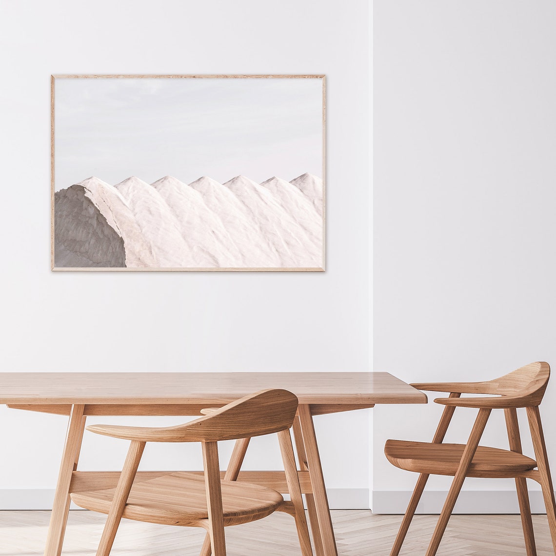 White Minimalist Sand Dunes Ridges Neutral Desert Photo Art Poster - Image 2