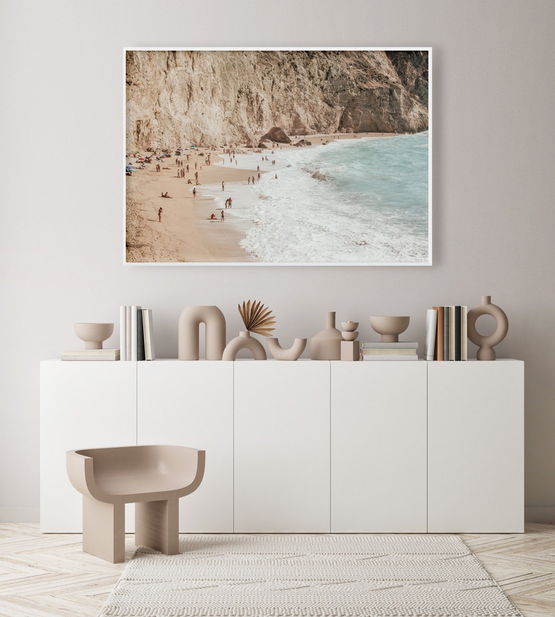 Lefkada Beach Under Towering Cliffs Greece Summer Shore Poster - Image 2